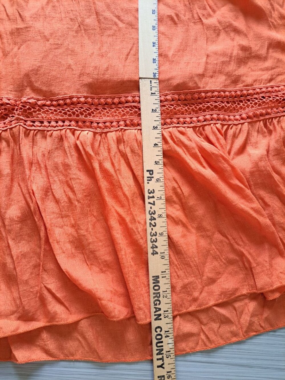 NWT 2XL Kings Road Orange Maxi Dress Ruffle Sleeves Smocked Waist Crochet Hem - Picture 13 of 16
